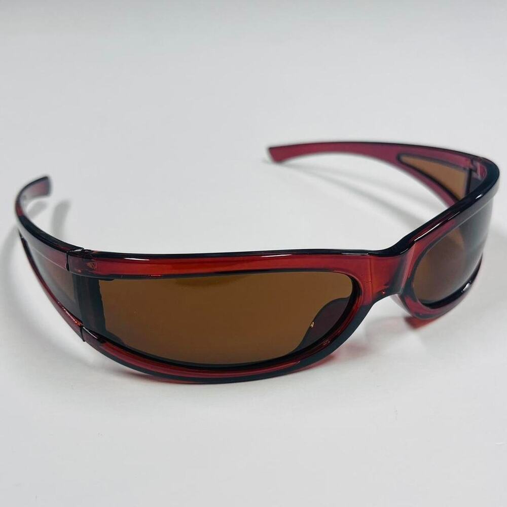 Vintage unique retro style brown rounded sunglasses